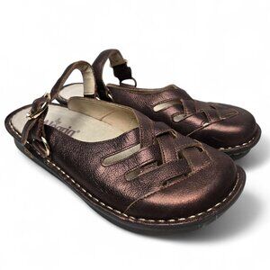 Alegria Freesia Metallic Bronze Woven Slide Sandals Women's Jeweled Strap 8-8.5